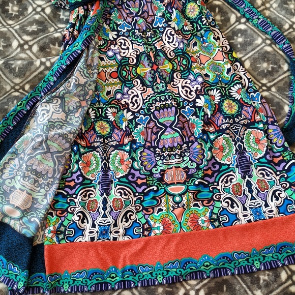 Premise Dress P L Tie Belt Faux Wrap knee party - Picture 9 of 12